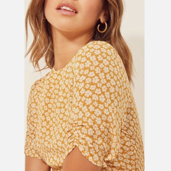 Brand New Reformation Gracie Short Sleeve Floral Crepe Mini Dress - Picture 13 of 15